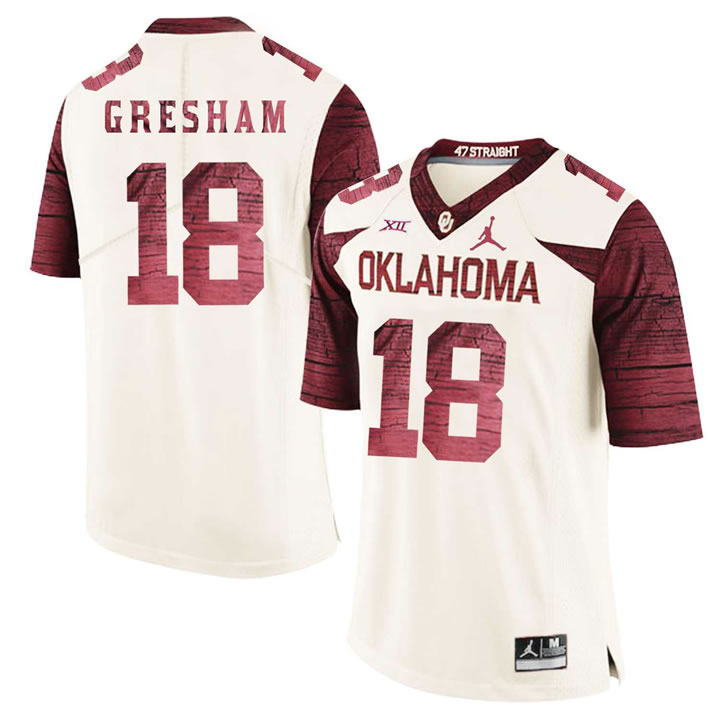 Oklahoma Sooners #18 Jermaine Gresham White 47 Game Winning Streak College Football Jersey Dzhi
